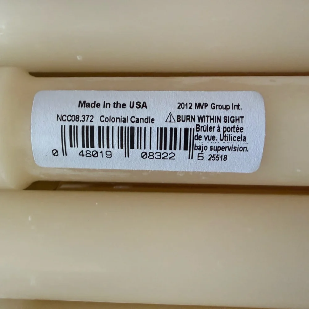 Set of 12, 8” ivory taper candles - Picture 3 of 4